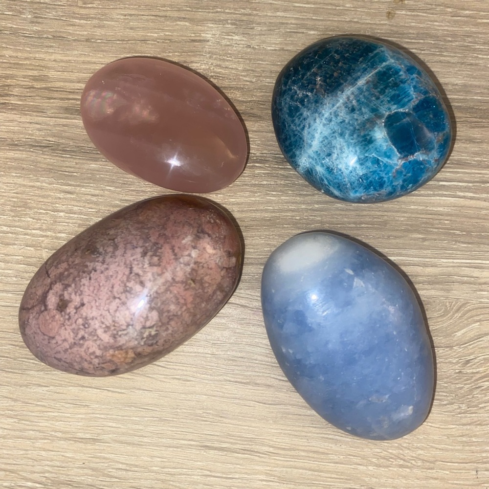 Blue Calcite | Rose Quartz | Ocean Jasper | Appetite — Large Palms